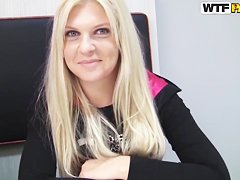 Attractive blonde Amy gets filmed in close up