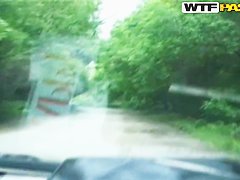 Giving wild blowjob in the car delights sexy Yulia