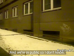 Hot Czech amateur brunette bangs in public