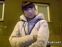 Hot Czech amateur brunette bangs in public