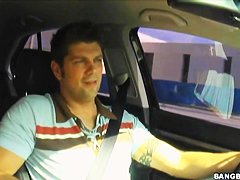 Sexy cute Sativa Rose in a car, a pure beauty to the eyes