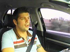 Sexy cute Sativa Rose in a car, a pure beauty to the eyes