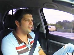 Sexy cute Sativa Rose in a car, a pure beauty to the eyes