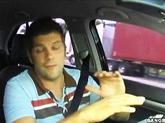 Sexy cute Sativa Rose in a car, a pure beauty to the eyes