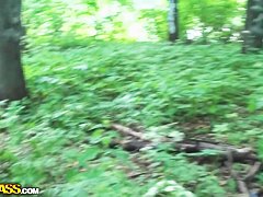 Young amazing Mila sucking big dick outdoor