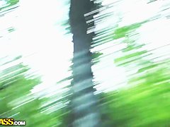Young amazing Mila sucking big dick outdoor