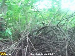 Young amazing Mila sucking big dick outdoor