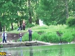 Young amazing Mila sucking big dick outdoor
