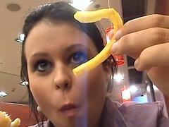 Krystinka in amateur sex video shows a gal giving a hot blowjob