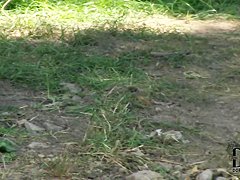 Samantha Bentley tied up and hanging in the woods