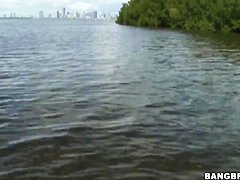 Young Amia Miley catches a huge male rod instead of fishing!