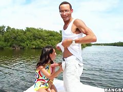 Young Amia Miley catches a huge male rod instead of fishing!