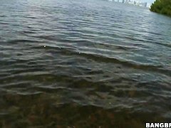 Young Amia Miley catches a huge male rod instead of fishing!