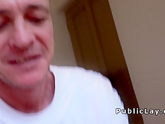 Busty Canadian babe fucks in stockings