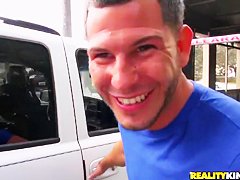 Whorish blonde milf sucks hard meaty pecker outdoor