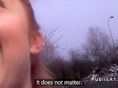 Redhead Czech student banged outdoor
