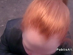 Redhead Czech student banged outdoor