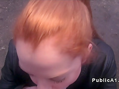 Redhead Czech student banged outdoor