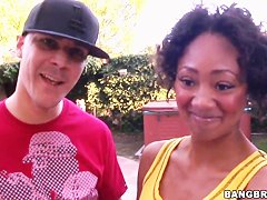 Shy Black Girl Evanni Solei Gives A POV Blowjob Outdoors