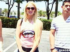 Babes Jordi Jae and Summer Blue get filmed outdoor
