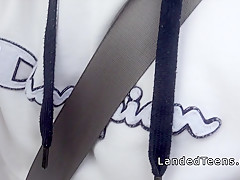 Stranded teen gets cum on huge tits pov