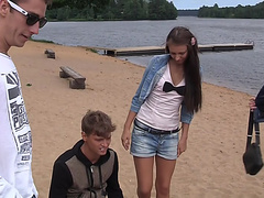 Autumn & Grace & Bianca & Olie & Savannah in outdoor orgy movie with hot student chicks