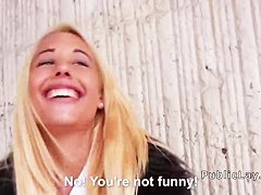 Picked up in public big tits blonde gets fuck