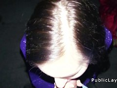 Cash hungry amateur sucks in public pov