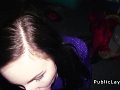 Cash hungry amateur sucks in public pov