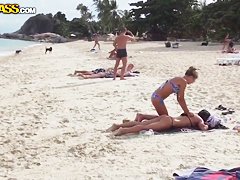 Tiffany and her female friend visit Thai beach