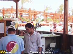 Bunch of chubby female asses swim in the pool