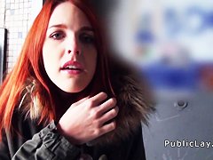 Redhead Spanish student from public banging