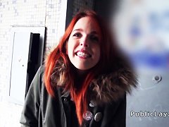 Redhead Spanish student from public banging