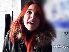 Redhead Spanish student from public banging
