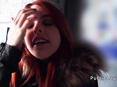 Redhead Spanish student from public banging