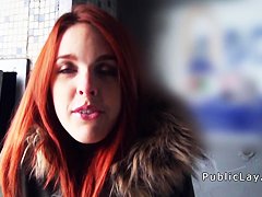 Redhead Spanish student from public banging