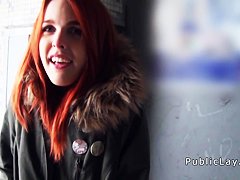 Redhead Spanish student from public banging