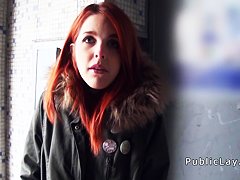 Redhead Spanish student from public banging