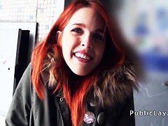 Redhead Spanish student from public banging