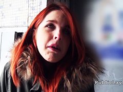 Redhead Spanish student from public banging