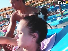 Cuddly chicks relaxing and fucking on a wild vacation