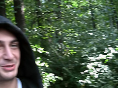 Amber Daikiri in outdoor sex scene with a chick sucking big schlong