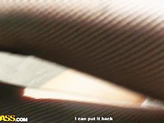 Cute curly brunette Leonora shows her boobs in park