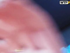 Busty brunette chick Ella sucking and fucking a cock in a car