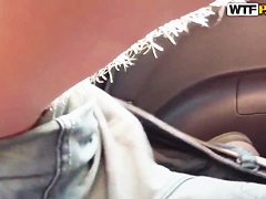 Busty brunette chick Ella sucking and fucking a cock in a car