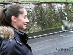 Couple from public banging for camera indoor