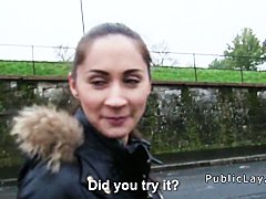 Couple from public banging for camera indoor