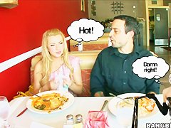 Pale blonde babe Lexi Belle has fun with her boy