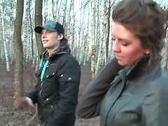 Ally in outdoor sex vid showing a sloppy blowjob