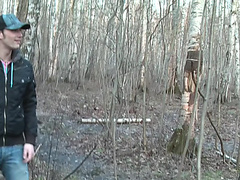 Ally in outdoor sex vid showing a sloppy blowjob